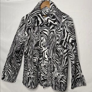 UBU zebra print black and white crinkle jacket sz Large